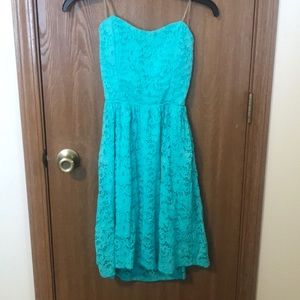 Strapless Aqua Dress